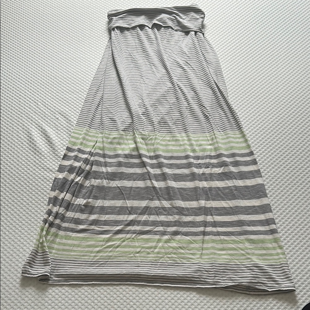 Max Studio Green and Gray Casual Maxi Skirt